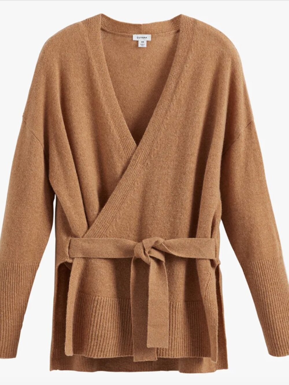 Single Origin Cashmere Wrap Sweater - M - Camel - Like New!
